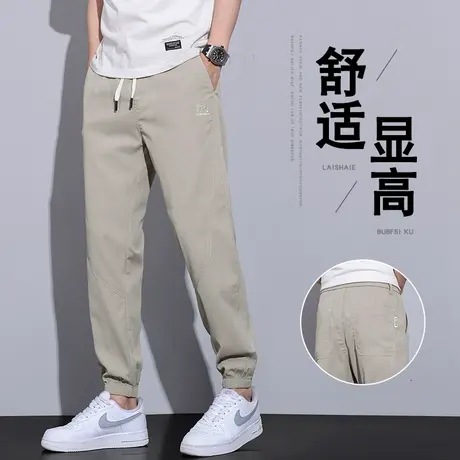 夏季薄款冰丝潮牌冰丝裤男运动宽松速干夏新款直筒束脚休闲长裤子商品大图