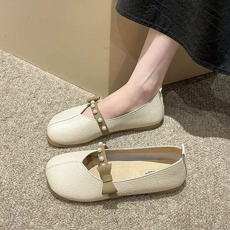 玛丽珍女鞋2023年春秋新款浅口平底豆豆鞋晚晚风软底圆头女士单鞋商品大图