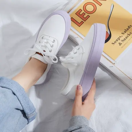 夏季爆款港风复古大头面包鞋女2021新款学生百搭休闲厚底帆布鞋女商品大图