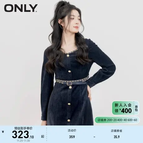 ONLY奥莱2023夏季新款法式复古小香风裙子方领收腰显瘦图片