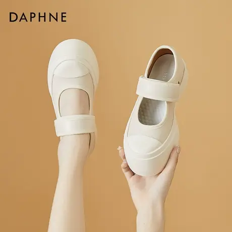 达芙妮小白鞋子夏季薄款帆布鞋2021年新款厚底玛丽珍女鞋贝壳单鞋图片