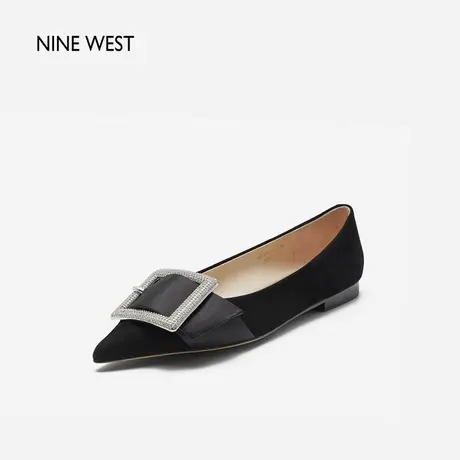 Nine West/玖熙方糖钻扣单鞋法式钻扣2025夏季新款尖头平底单鞋女图片