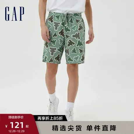 Gap男装夏季新款海岛度假LOGO透气印花休闲短裤612683户外运动裤图片