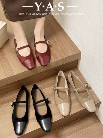 法式平底晚晚风温柔红色单鞋女鞋子2024年新款春秋季复古玛丽珍鞋商品大图