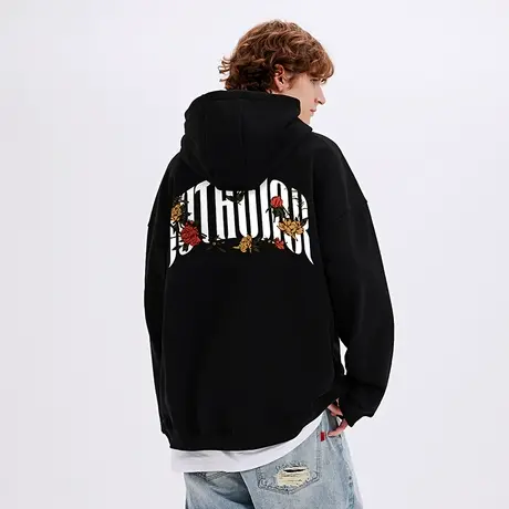 Nuthink美式复古字母连帽卫衣男潮高街潮牌宽松大码帽衫外套冬季商品大图
