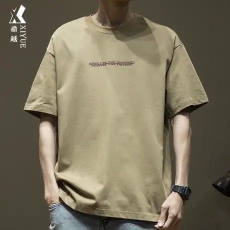 260G重磅三本针短袖T恤男士2024春季新款宽松大码休闲半分袖体恤商品大图