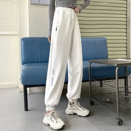 盐系日系休闲运动裤子女夏季薄款宽松高腰显瘦哈伦束脚卫裤潮ins图片