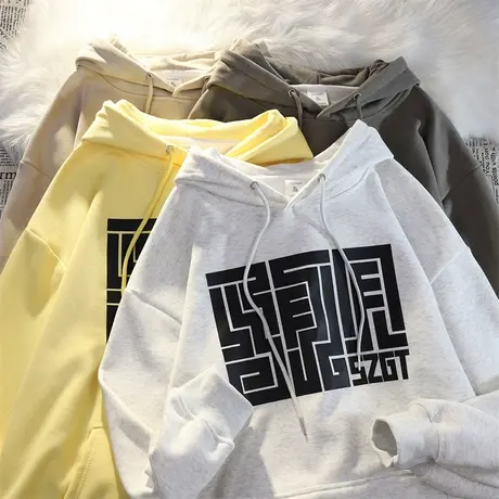 复古港味chic设计感连帽卫衣女秋冬加绒加厚ins潮牌宽松大码外套商品大图