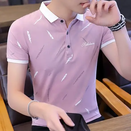 2022年夏季丅恤新款短袖polo衫男t恤衬衫领半袖纯棉体恤男装潮流商品大图