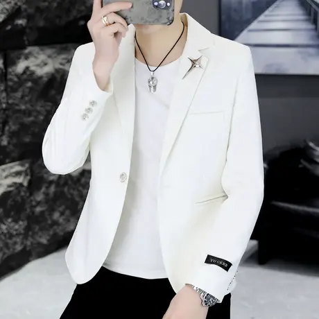 男士休闲西装外套春秋季韩版修身百搭单西高端时尚潮流帅气小西服商品大图