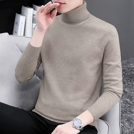 高领毛衣男士打底衫春秋款秋季针织衫内搭毛线衣韩版潮流纯色毛衫图片