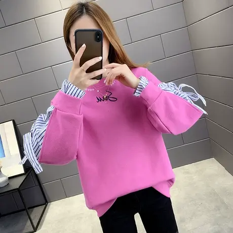 卫衣2022新款爆款女春秋薄款女士设计感小众潮ins超火假两件拼接图片