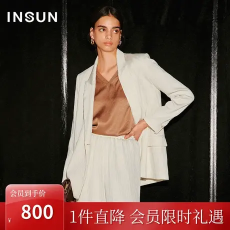 恩裳COVER2023秋新款定制缩皱工艺宽肩枪驳领西装图片