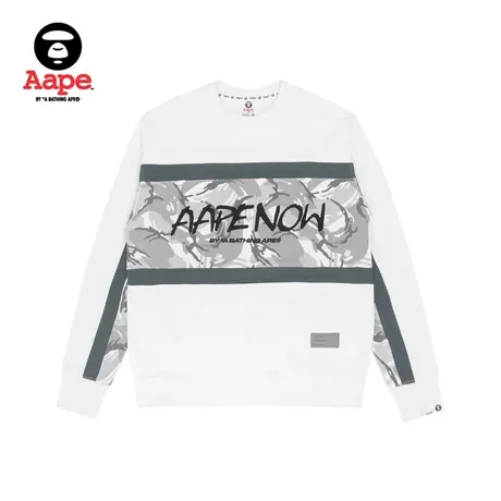 Aape旗舰店男装秋冬字母印花迷彩拼接潮流圆领卫衣3824XXH商品大图