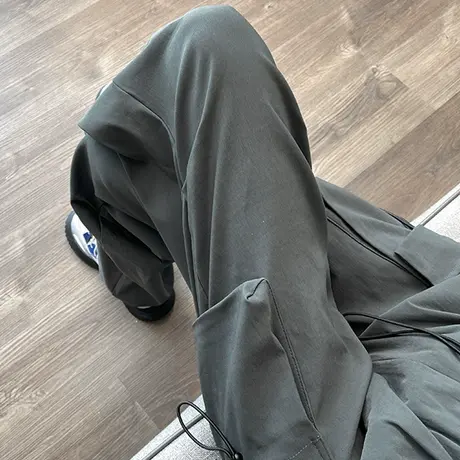 美式工装裤女小个子2023新款春秋高腰宽松休闲抽绳束脚登山运动裤图片