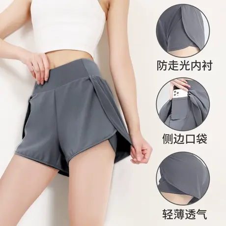 运动短裤女夏季薄款休闲大码跑步瑜伽健身高腰宽松夏天防走光裤子图片