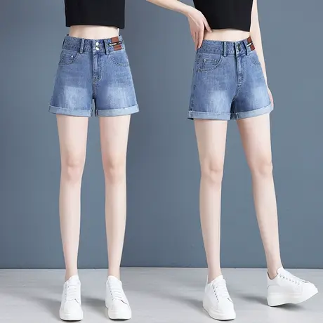 夏季牛仔短裤女2023新款高腰时尚卷边阔腿裤小个子韩版大码热裤潮商品大图