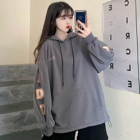 美式复古vintage卫衣女宽松韩版潮ins设计感小众春秋薄款连帽外套图片