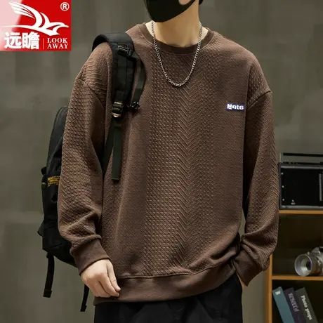 卫衣男春秋季华夫格潮牌宽松圆领痞帅套头外穿上衣服男士长袖t恤商品大图