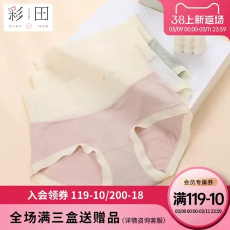 彩田夏季新款莫代尔高腰收腹柔软透气简约抗菌裆纯色女士三角内裤图片