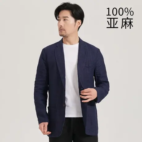 休闲西装男外套亚麻薄款春装单西青年男士修身春季新款商务小西服商品大图