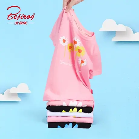 儿童夏季薄款男童短袖宽松印花t恤女童白色休闲运动圆领显瘦上衣商品大图