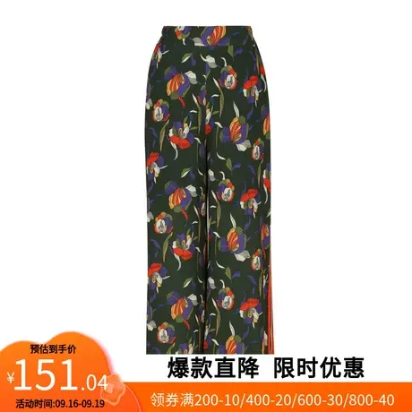 【艾格】2023春季新款装松紧腰复古印花直筒日常休闲宽松阔腿裤商品大图