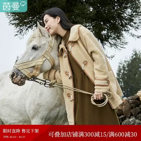 茵曼羊羔毛美拉德厚外套女士2023年冬季新款休闲宽松毛绒加厚上衣图片