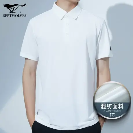 七匹狼狼族部落冰丝短袖t恤男士夏季宽松透气时尚休闲翻领polo衫商品大图