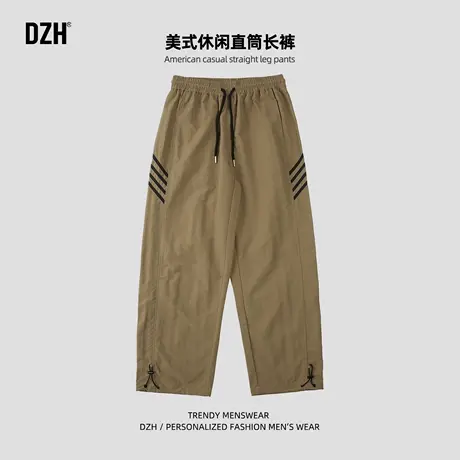 青少年卡其色美式运动裤男夏薄款2025新款冰丝速干休闲裤条纹裤子商品大图