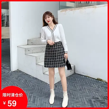 绮娑大码女装2023秋新款胖妹妹气质显瘦A字胖MM设计感裙子半身裙图片