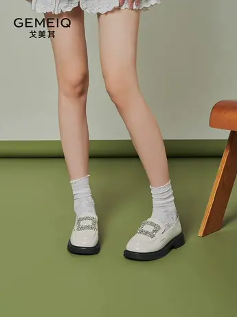 戈美其真皮乐福鞋女2025春季新款英伦风厚底一脚蹬JK玛丽珍小皮鞋图片