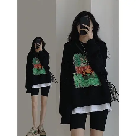 oversize2022欧韩货爆款卫衣秋新款hiphop炸街chic宽松薄款上衣潮商品大图