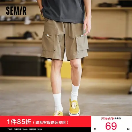 张新成同款森马休闲中裤男2025夏季五分裤男士工装宽松直筒短裤潮图片