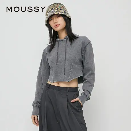 【慧姐专享】MOUSSY 简约风小个子短款卷边连帽卫衣010HAL90-2741图片