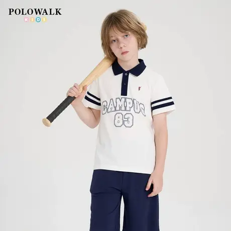 POLOWALK童装2025新品夏季短袖翻领T恤男童Polo衫上衣运动休闲图片