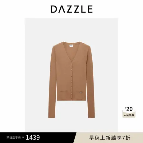DAZZLE 地素毛衣冬季土黄色绵羊毛针织假开衫针织衫图片