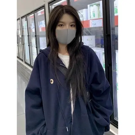 ins超火连帽卫衣女秋装宽松百搭韩版学生休闲薄款开衫外套上衣潮商品大图