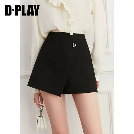 DPLAY新 长腿神器 立体挺缝线高弹开衩微喇裤经典黑显瘦高腰长裤商品大图