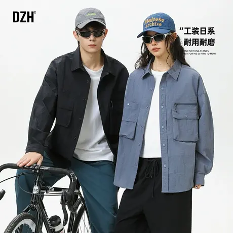 男士美式工装衬衫外套男秋季2025新款上衣情侣装早秋外套休闲衬衣商品大图