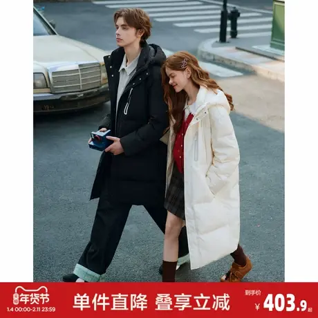 唐狮2026冬季新款情侣装羽绒服男女连帽中长款防风保暖加厚外套潮商品大图