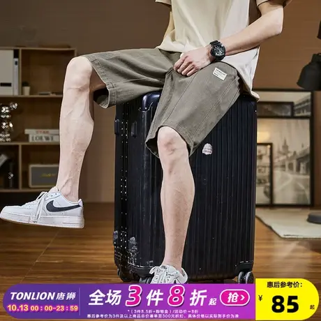 唐狮23春夏季新款牛仔短裤男宽松显瘦潮流抽绳直筒五分中裤百搭DK商品大图