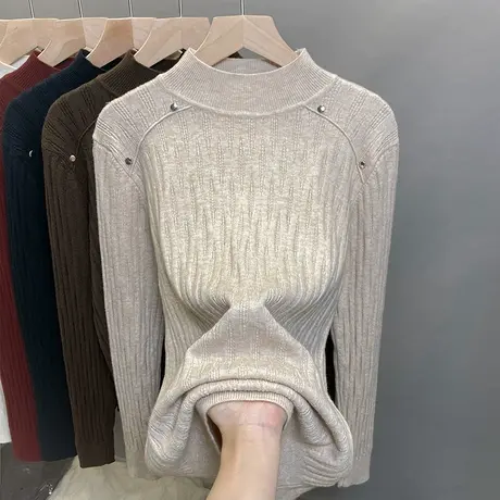 半高领毛衣女套头2023秋冬新款外穿针织衫内搭上衣洋气厚打底衫潮商品大图