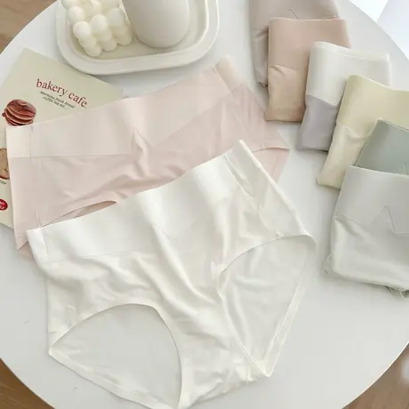 裸肌裤~轻收腹冰感棉轻氧轻柔中腰无痕冰丝内裤弹力无束缚夏薄款商品大图