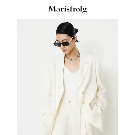 【商场同款】玛丝菲尔西装夏季新款米白色修身职业小西装外套女商品大图