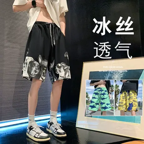 沙滩裤男夏季薄款速干花短裤休闲居家睡裤可下水泳裤宽松大裤衩潮商品大图