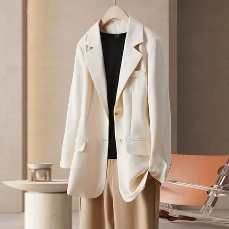 时尚气质西装长袖外套2023年秋季新款女士简约宽松显瘦上班族上衣商品大图