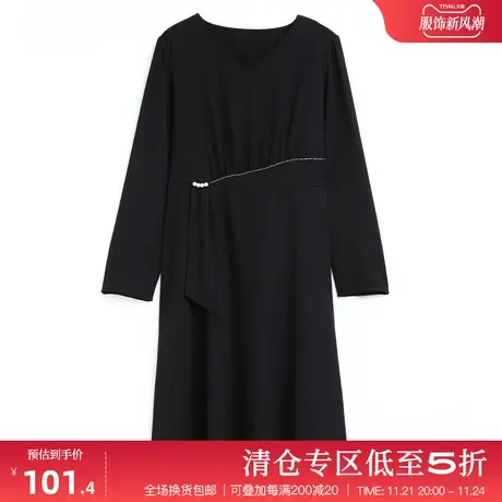 木棉林大码女装设计感V领连衣裙240斤胖mm显瘦高腰小众长裙减龄风图片