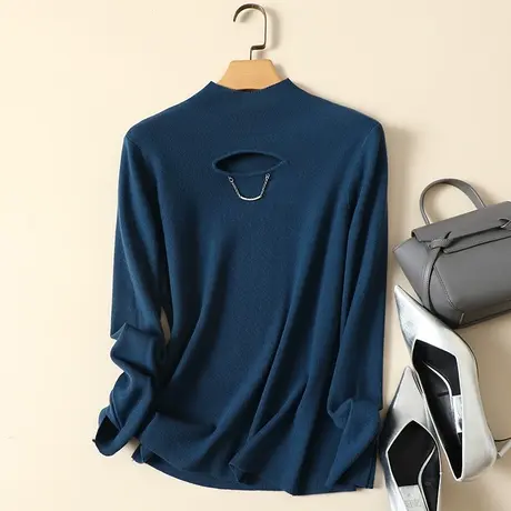 清仓！半高领毛衣套头打底衫女秋冬新款内搭爆款百搭洋气针织衫女商品大图