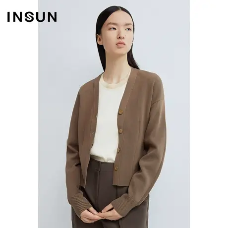 INSUN恩裳春季醋酸棉美拉德落肩毛针织衫商品大图